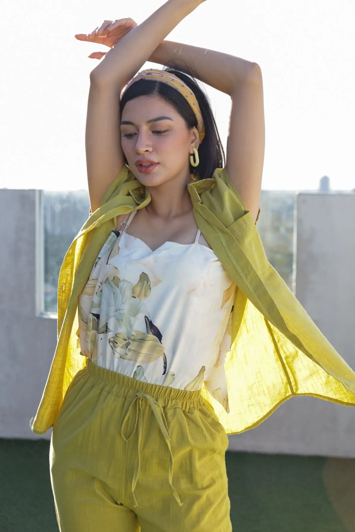CASSIE Linen Top & Pants Co-ord (Lime)
