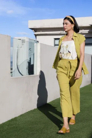 CASSIE Linen Top & Pants Co-ord (Lime)