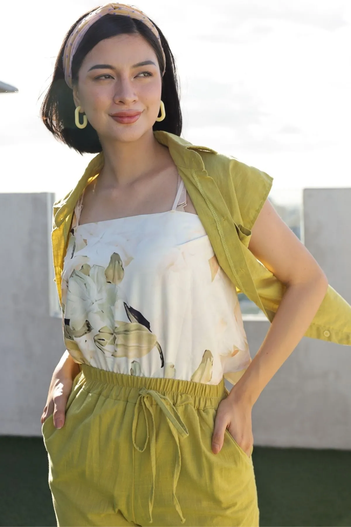 CASSIE Linen Top & Pants Co-ord (Lime)