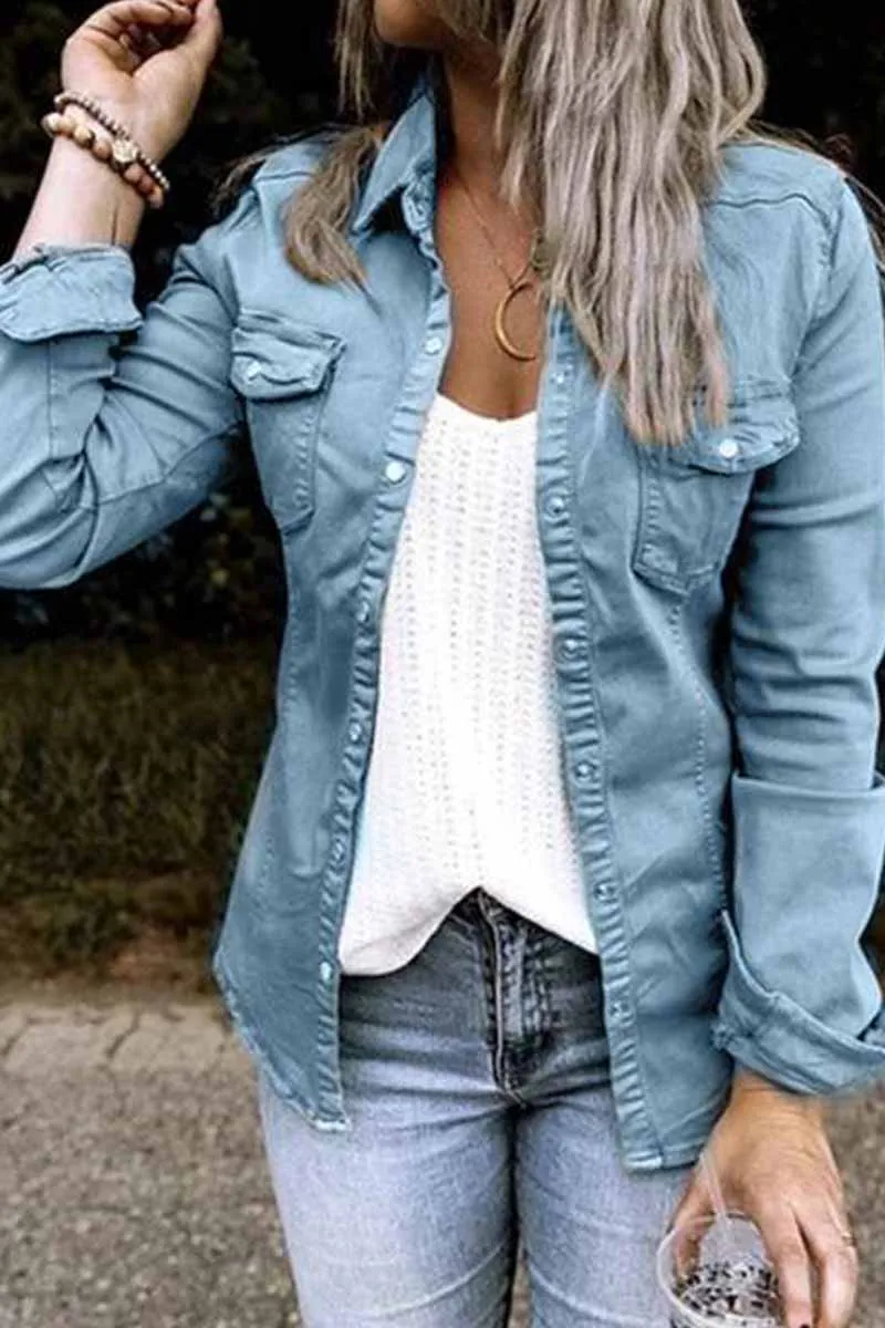 Chicindress Long Sleeve Solid Color Blouse(4 Colors)
