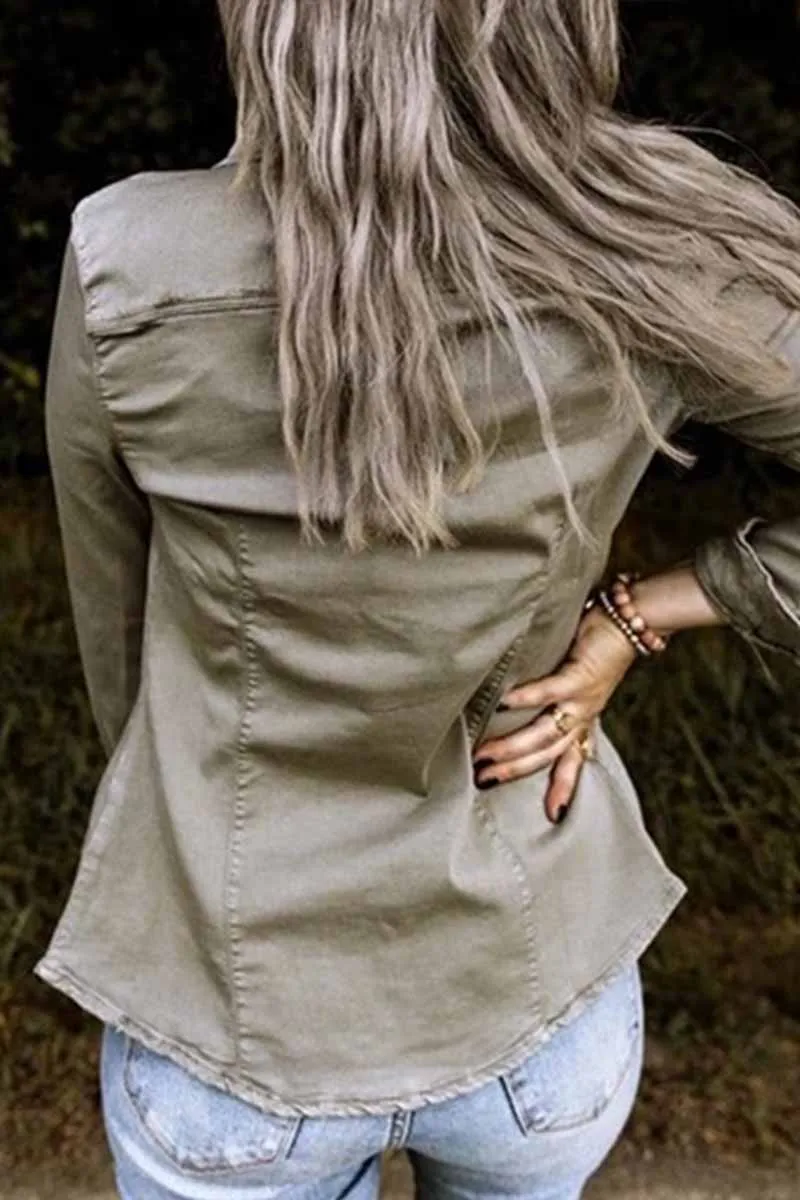 Chicindress Long Sleeve Solid Color Blouse(4 Colors)
