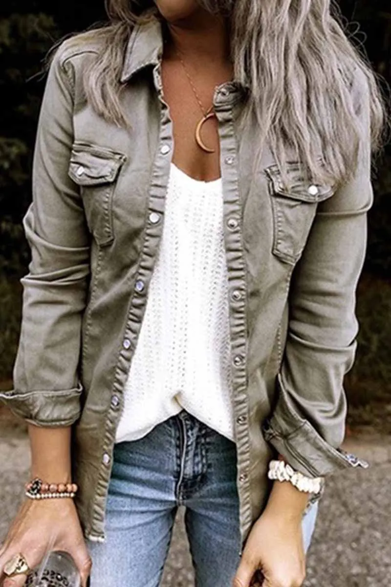 Chicindress Long Sleeve Solid Color Blouse(4 Colors)