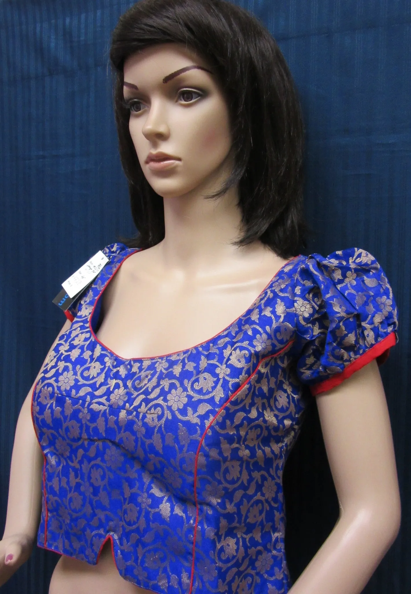 Choli 4729 Pink Blue Brocade Medium Sari Lehenga Blouse Indian Shieno Sarees