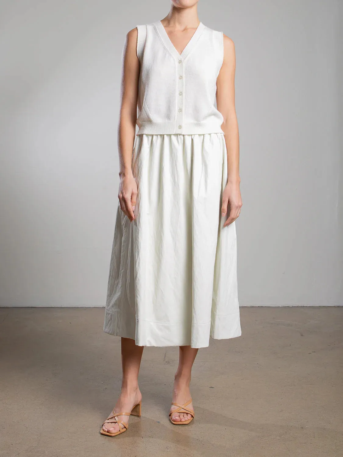 Claudia Faux Leather Skirt - Ivory