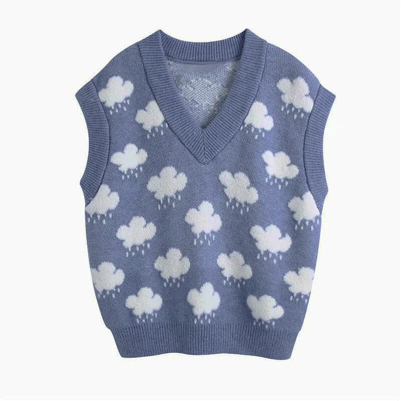 Cloud Pattern Knitted Vest