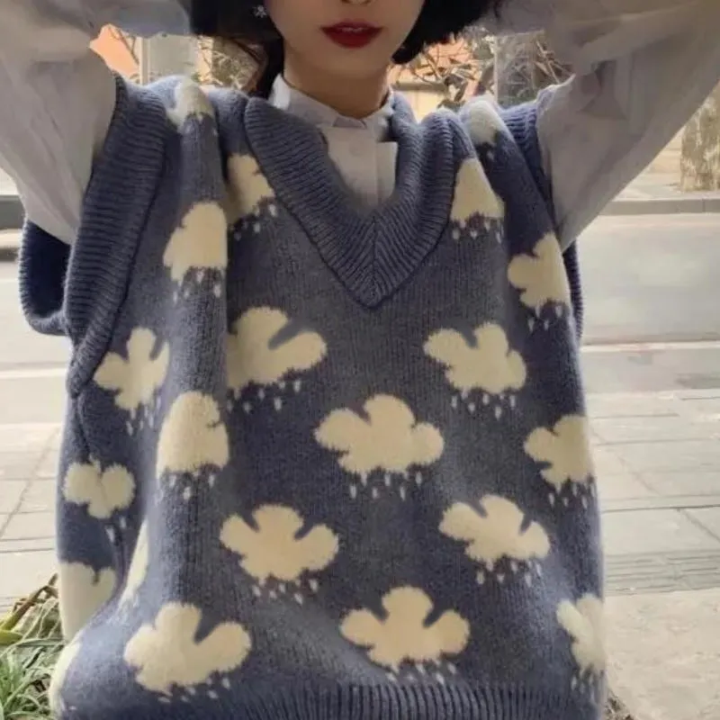 Cloud Pattern Knitted Vest