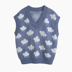 Cloud Pattern Knitted Vest