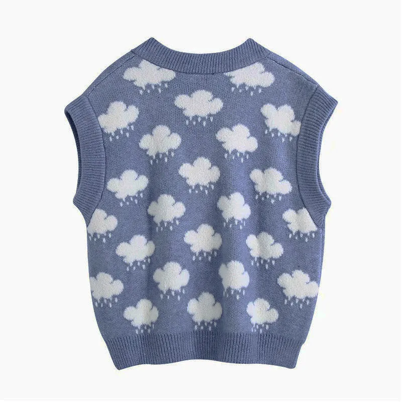 Cloud Pattern Knitted Vest