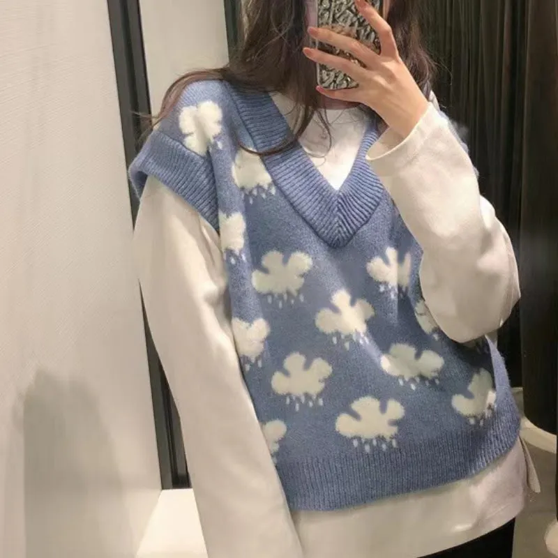 Cloud Pattern Knitted Vest