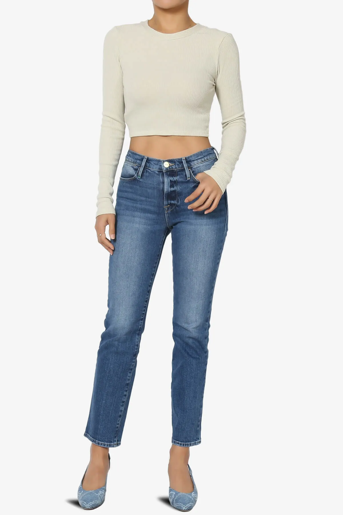 Costello Open Back Tie Long Sleeve Ribbed Top