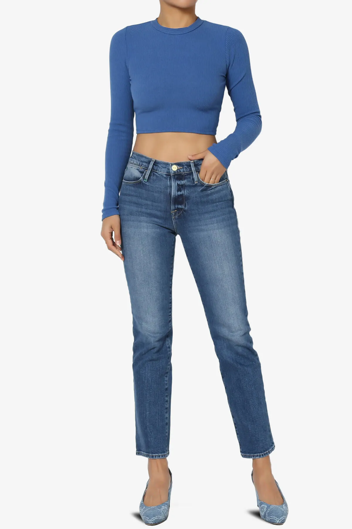 Costello Open Back Tie Long Sleeve Ribbed Top