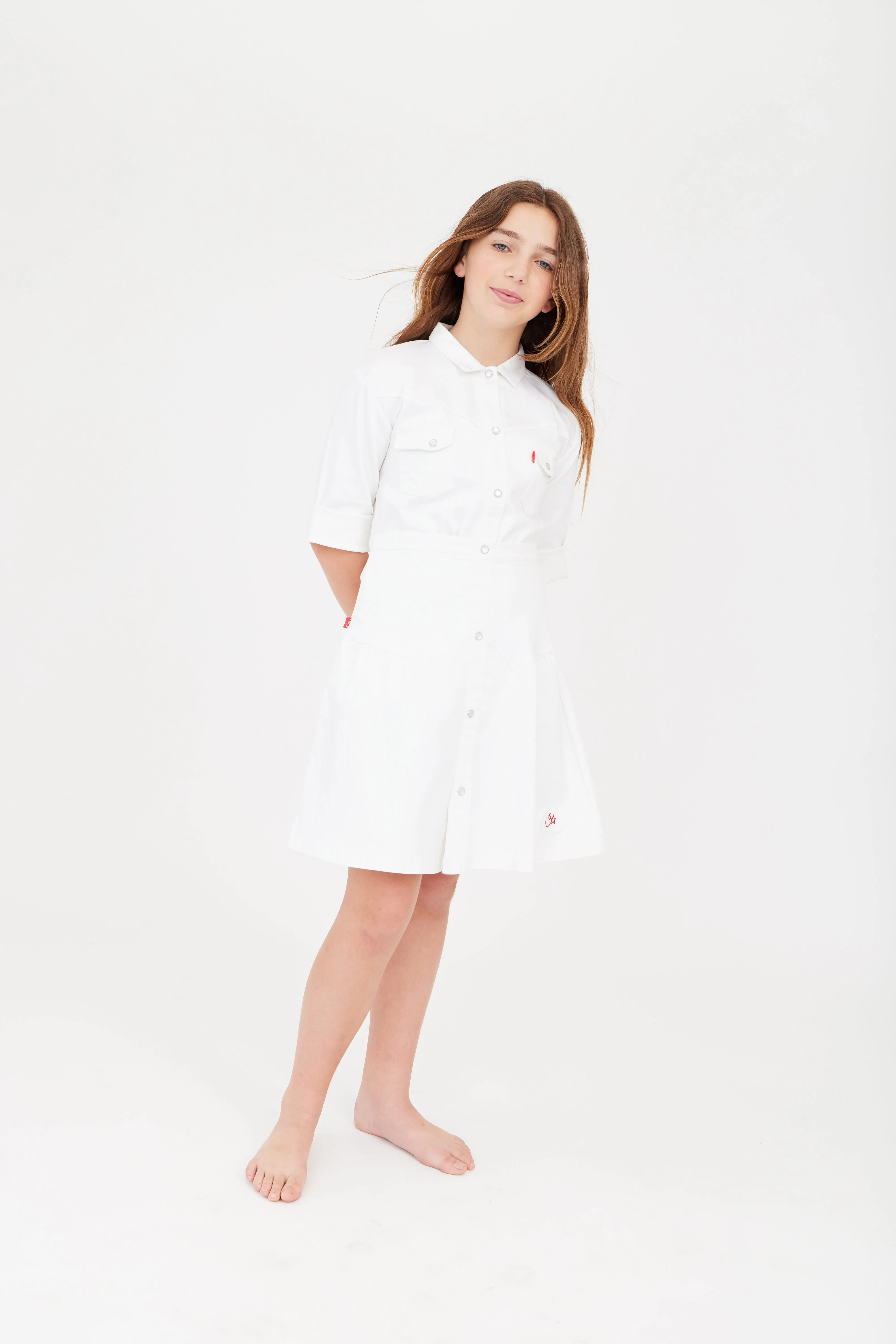 Crew Kids White Denim Patch Skirt