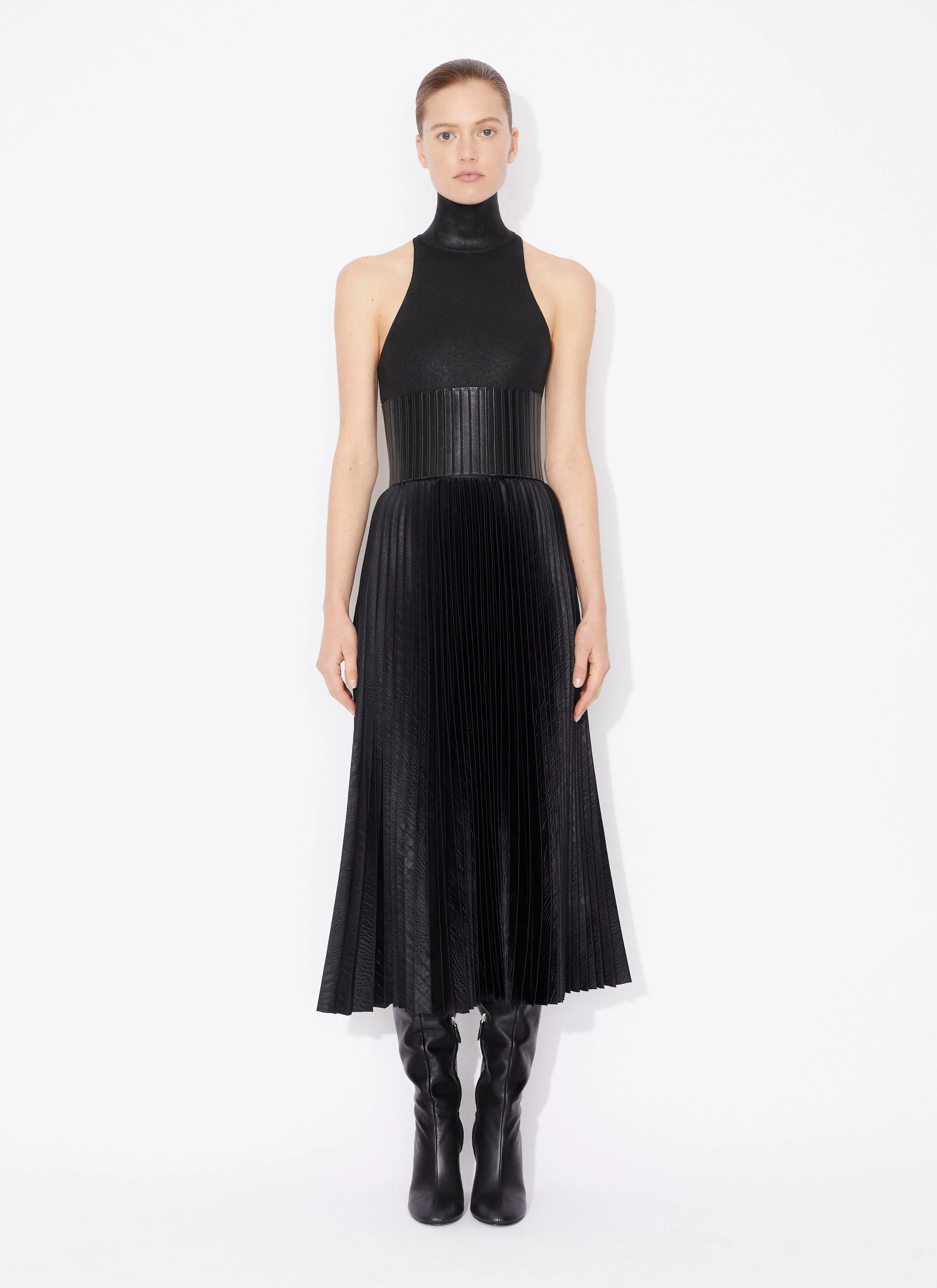 Croco Pleated Midi Skirt