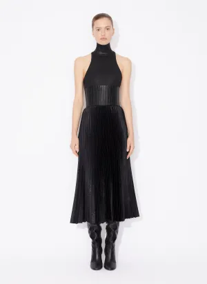 Croco Pleated Midi Skirt