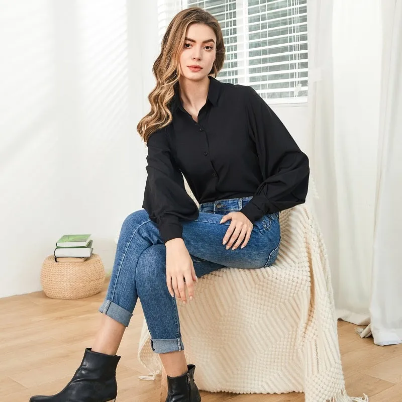 Deeptown Vintage Lantern Sleeve Blouse