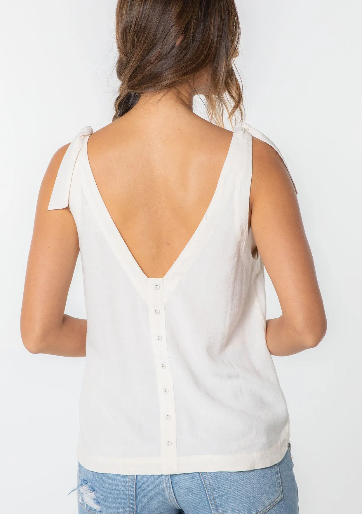 Delphine Tie Shoulder Tank Top