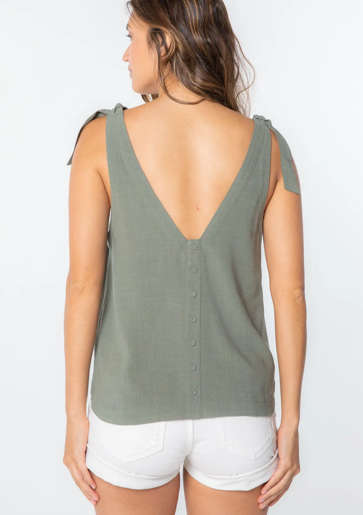 Delphine Tie Shoulder Tank Top