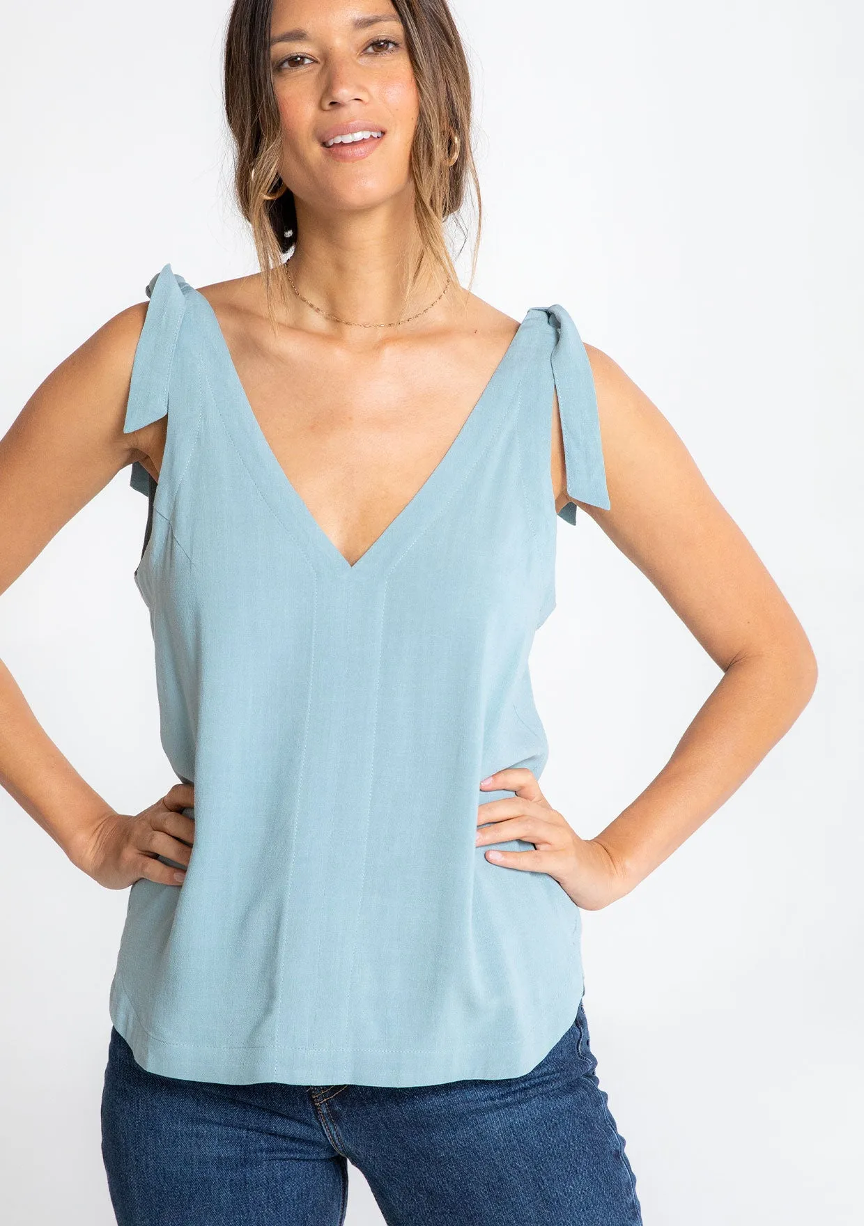 Delphine Tie Shoulder Tank Top