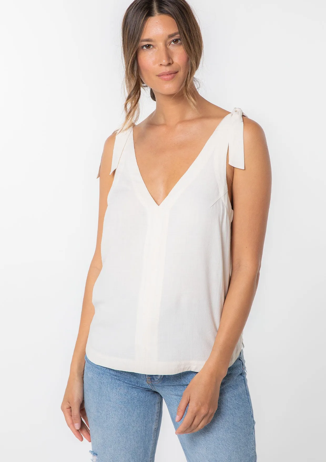 Delphine Tie Shoulder Tank Top