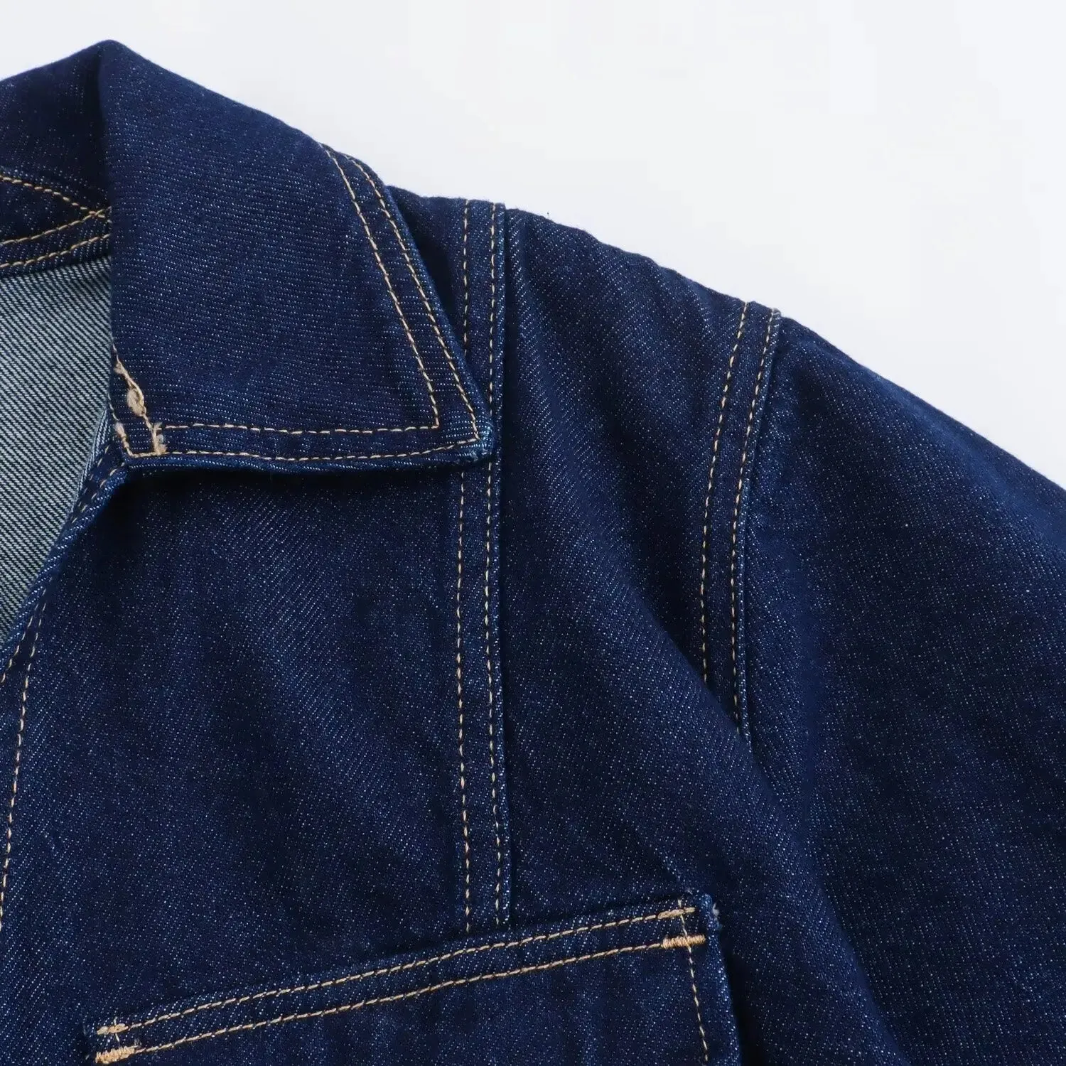 Denim Turn-Down Collar Short Sleeves Top & Skort Two-Piece Set Clothes