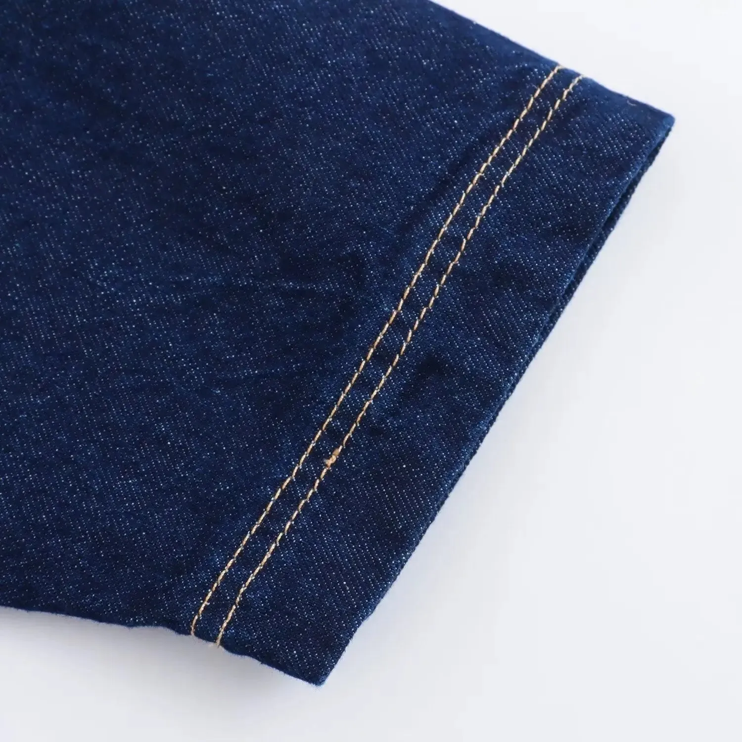 Denim Turn-Down Collar Short Sleeves Top & Skort Two-Piece Set Clothes