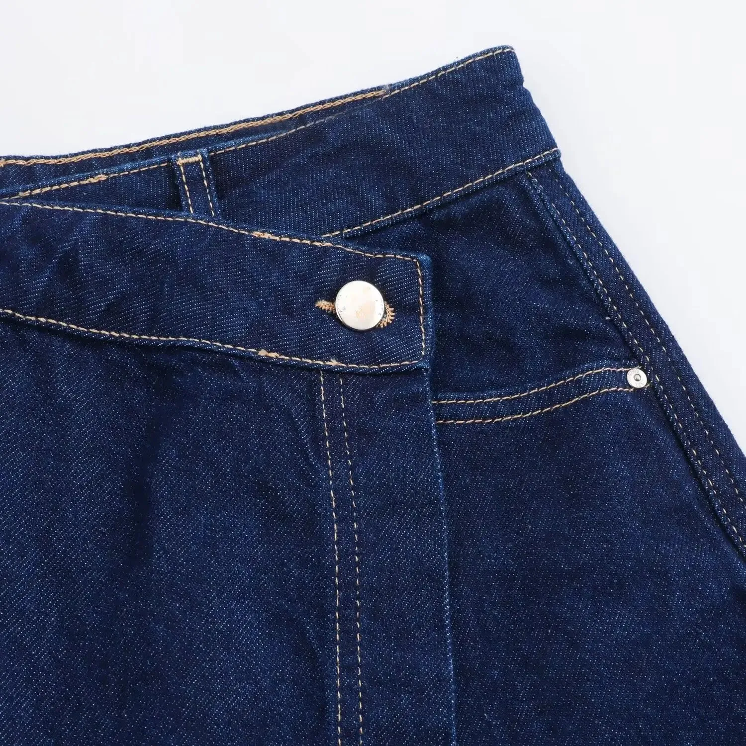 Denim Turn-Down Collar Short Sleeves Top & Skort Two-Piece Set Clothes