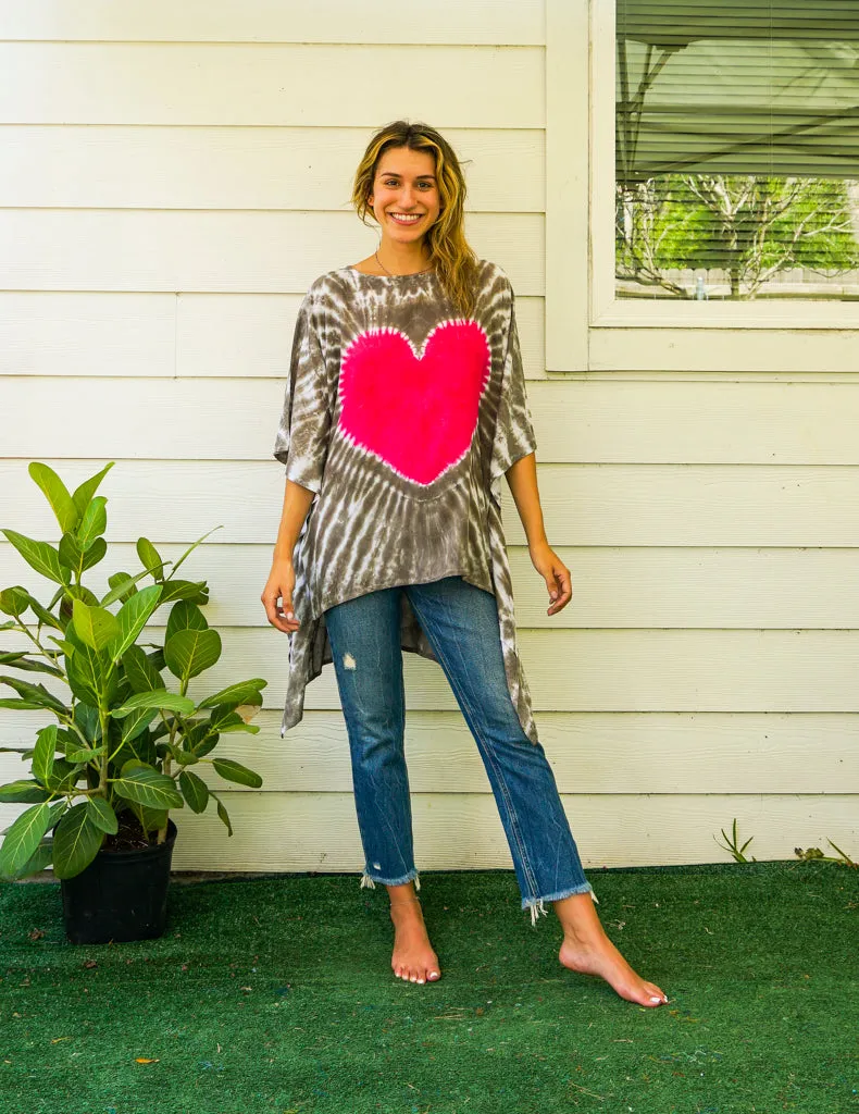 Earthy Heart Hand Dyed Tunic Kaftan Blouse Oversize Top