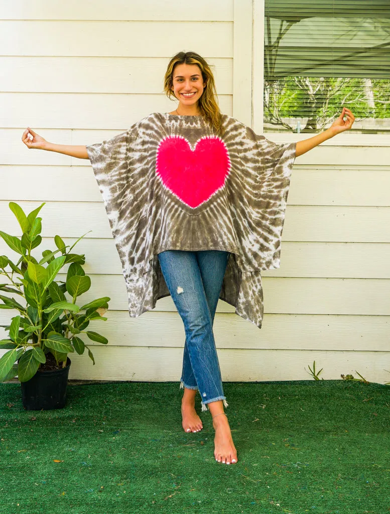 Earthy Heart Hand Dyed Tunic Kaftan Blouse Oversize Top