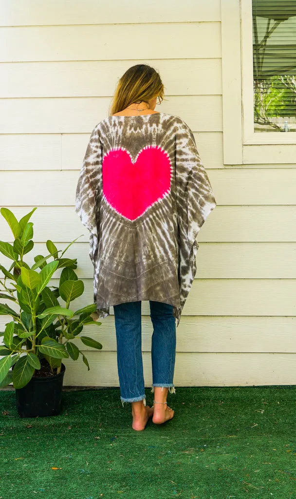 Earthy Heart Hand Dyed Tunic Kaftan Blouse Oversize Top