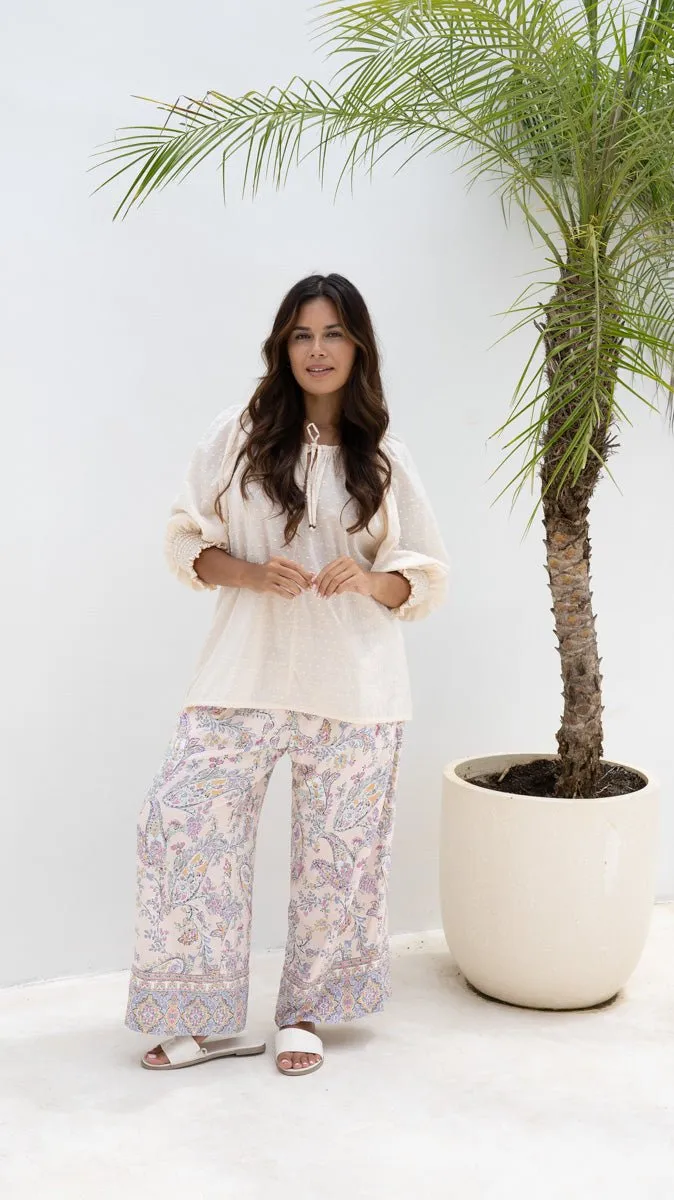 Eden Blouse - Blush Dobby