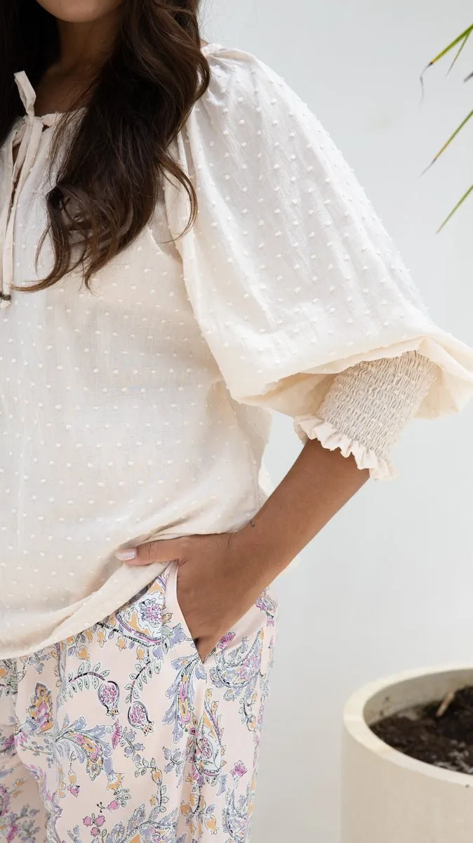 Eden Blouse - Blush Dobby