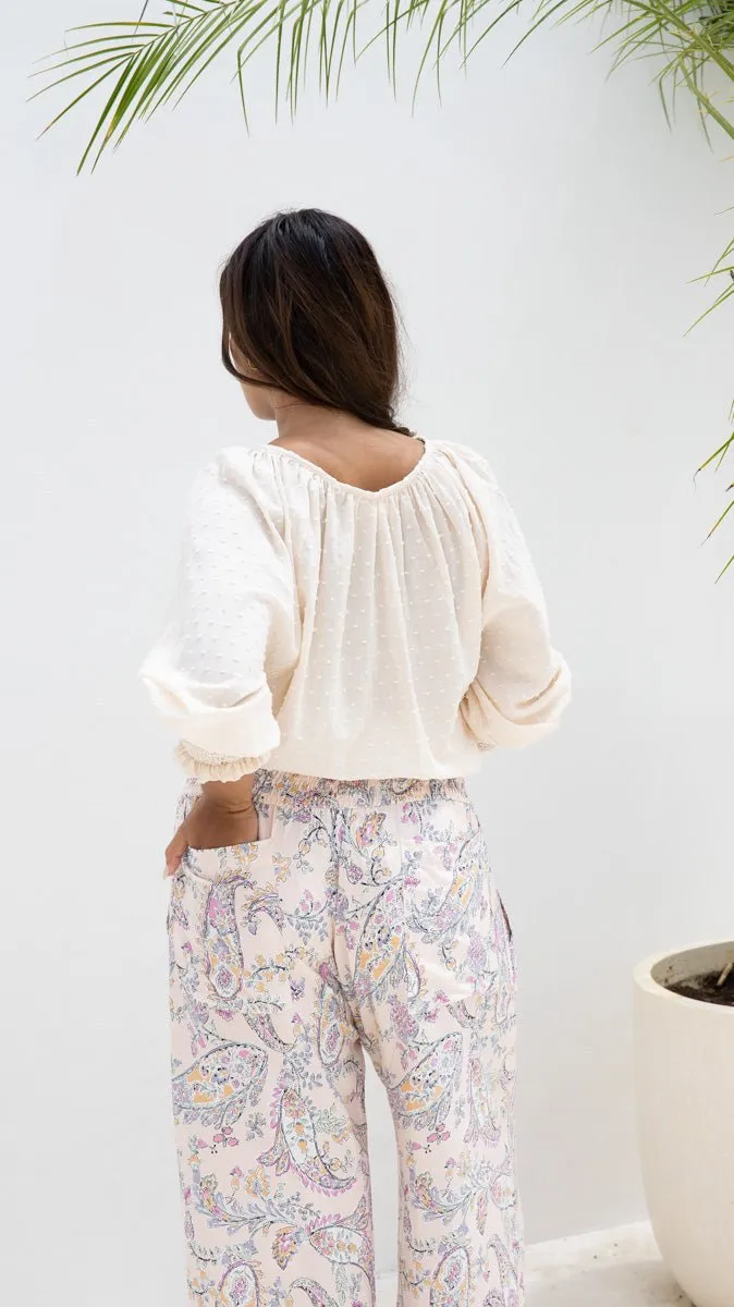 Eden Blouse - Blush Dobby