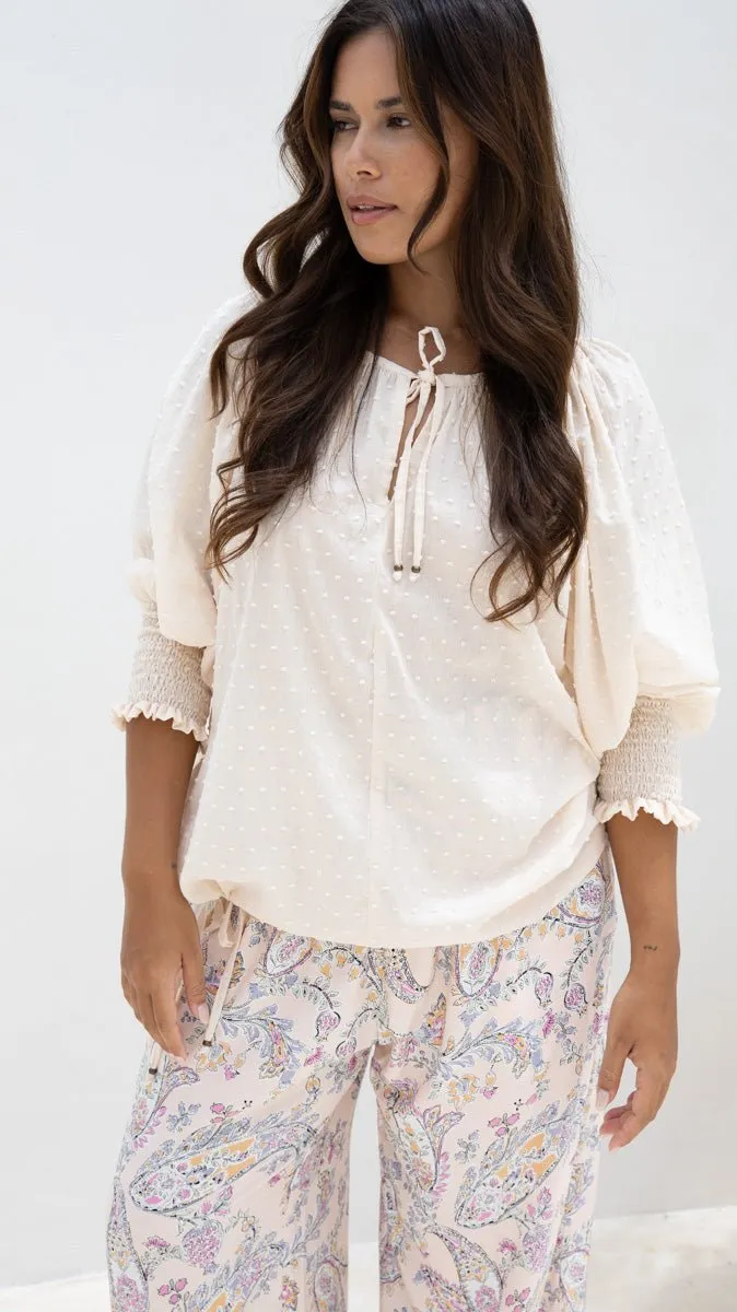 Eden Blouse - Blush Dobby