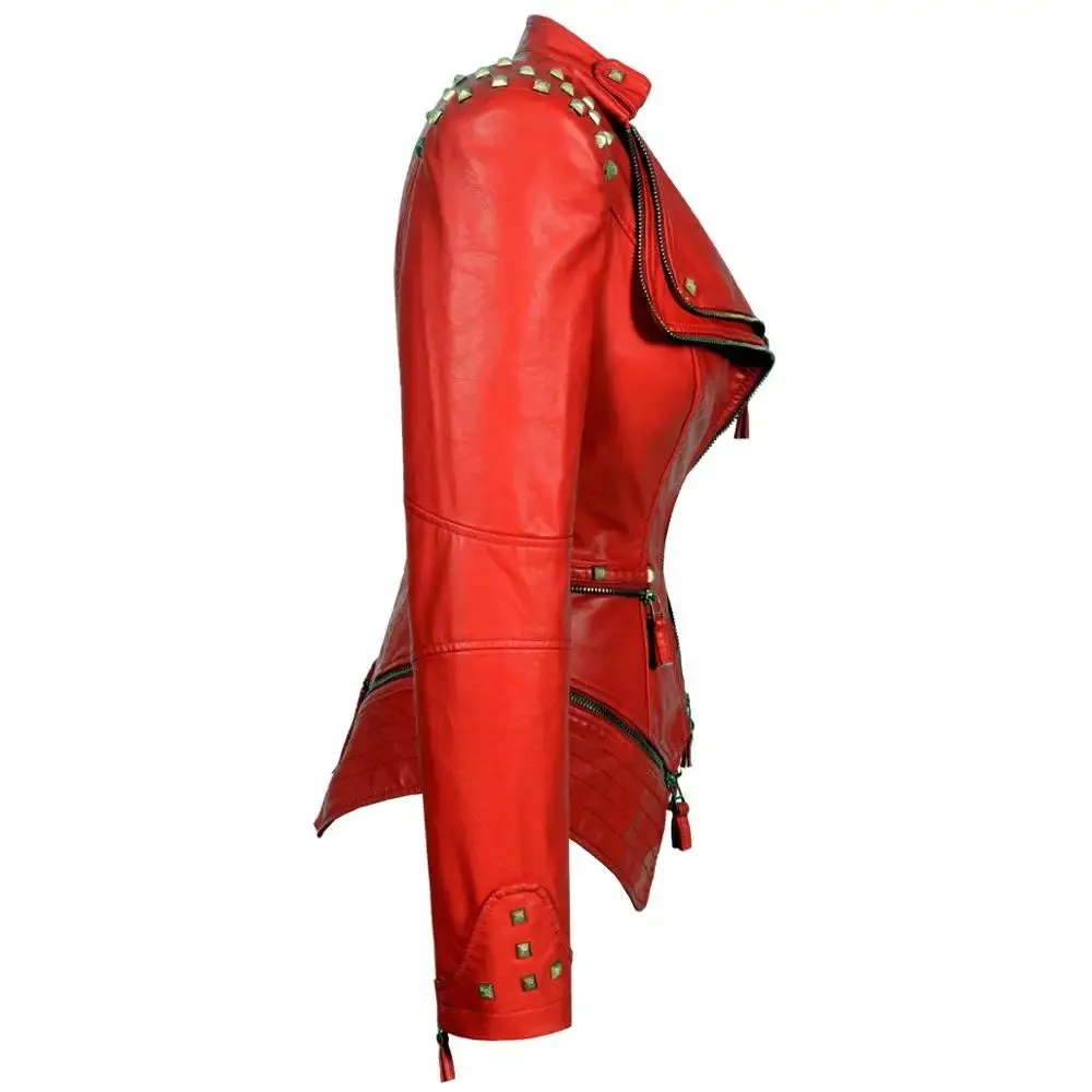 Edgy PU Faux Leather Jacket for Women - Rivet and Zipper Details for Street Style