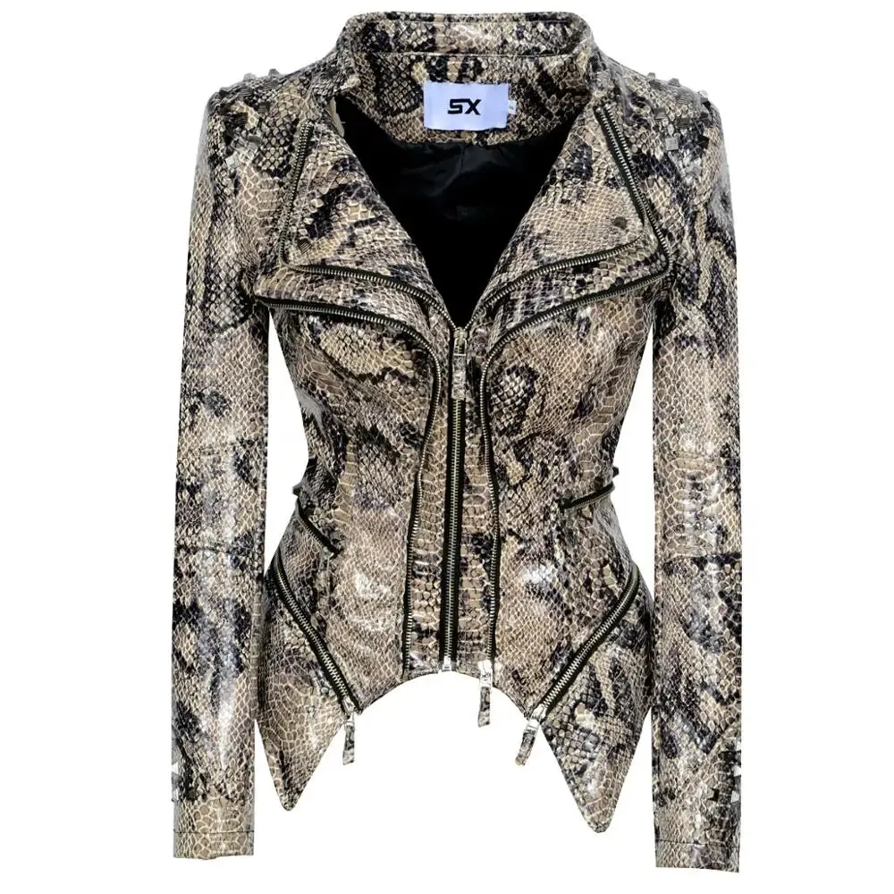 Edgy PU Faux Leather Jacket for Women - Rivet and Zipper Details for Street Style