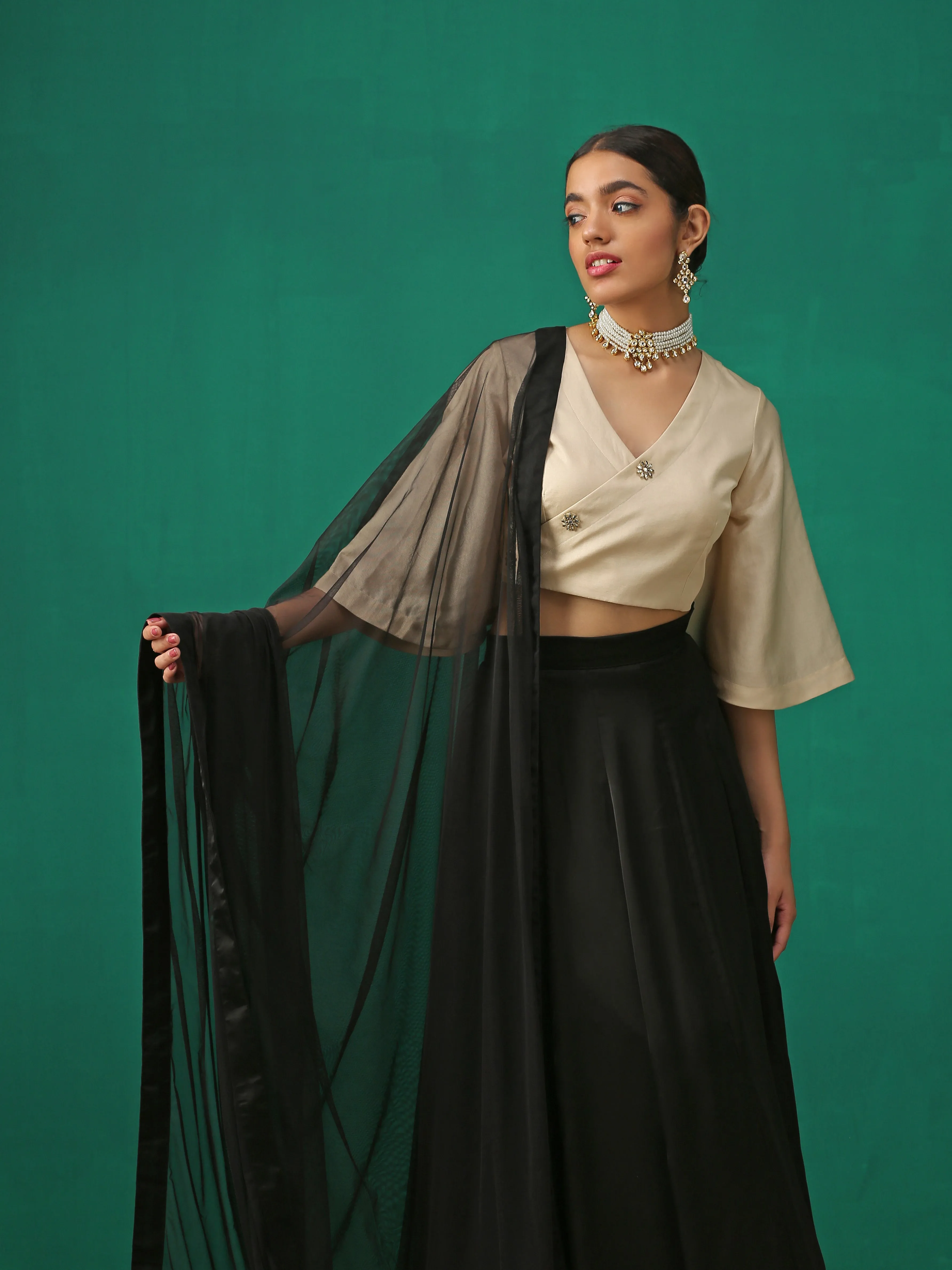 Elegance Wrapped in Kundan Buttons Blouse