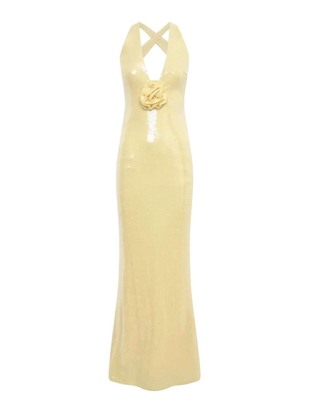 Eliza Rose Sequin Maxi Dress in Lemon