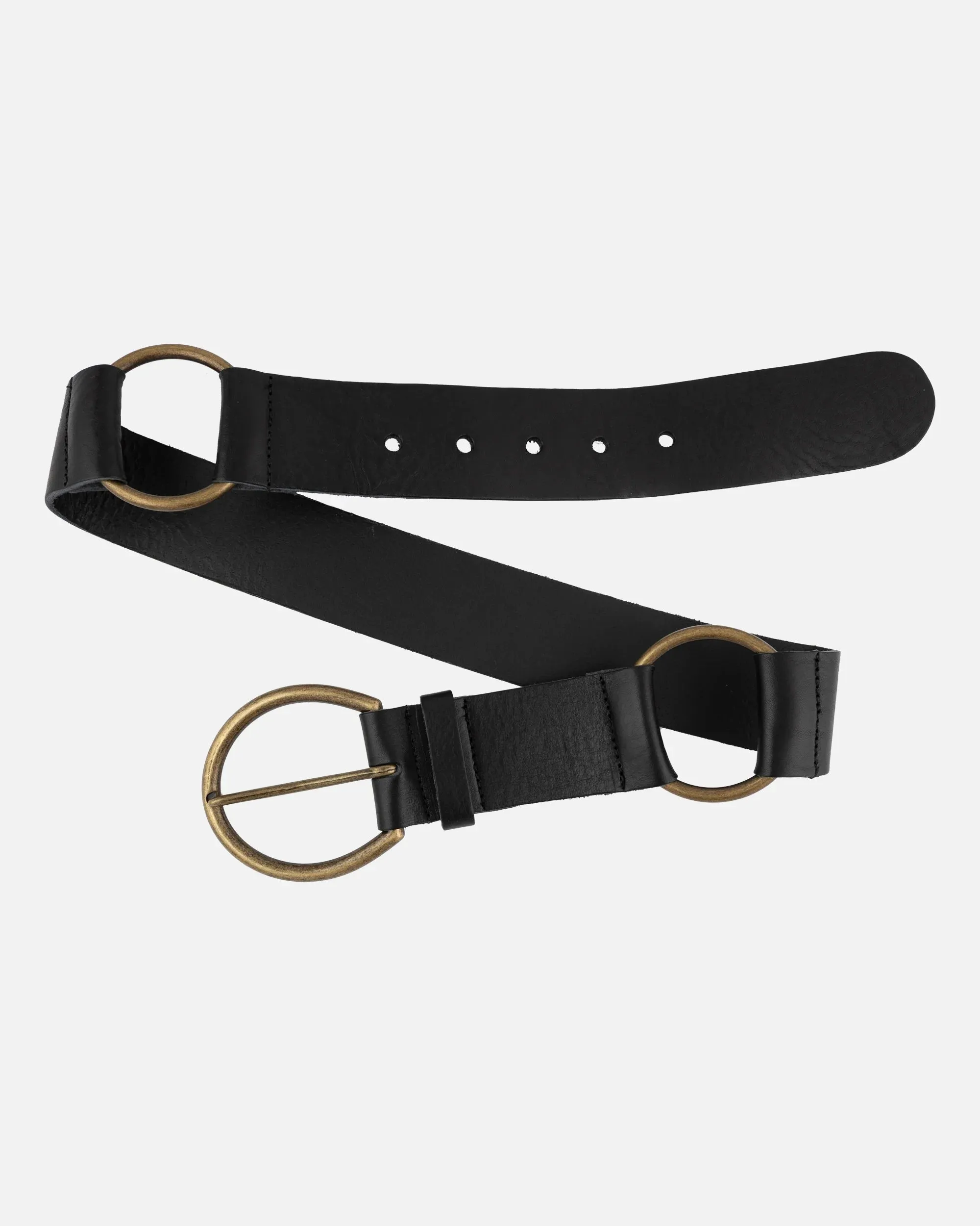 Elva Wide Leather Belt with Brass Rings