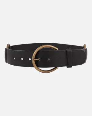 Elva Wide Leather Belt with Brass Rings
