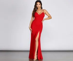 Evanna Formal Stylish Crepe Ruched Dress