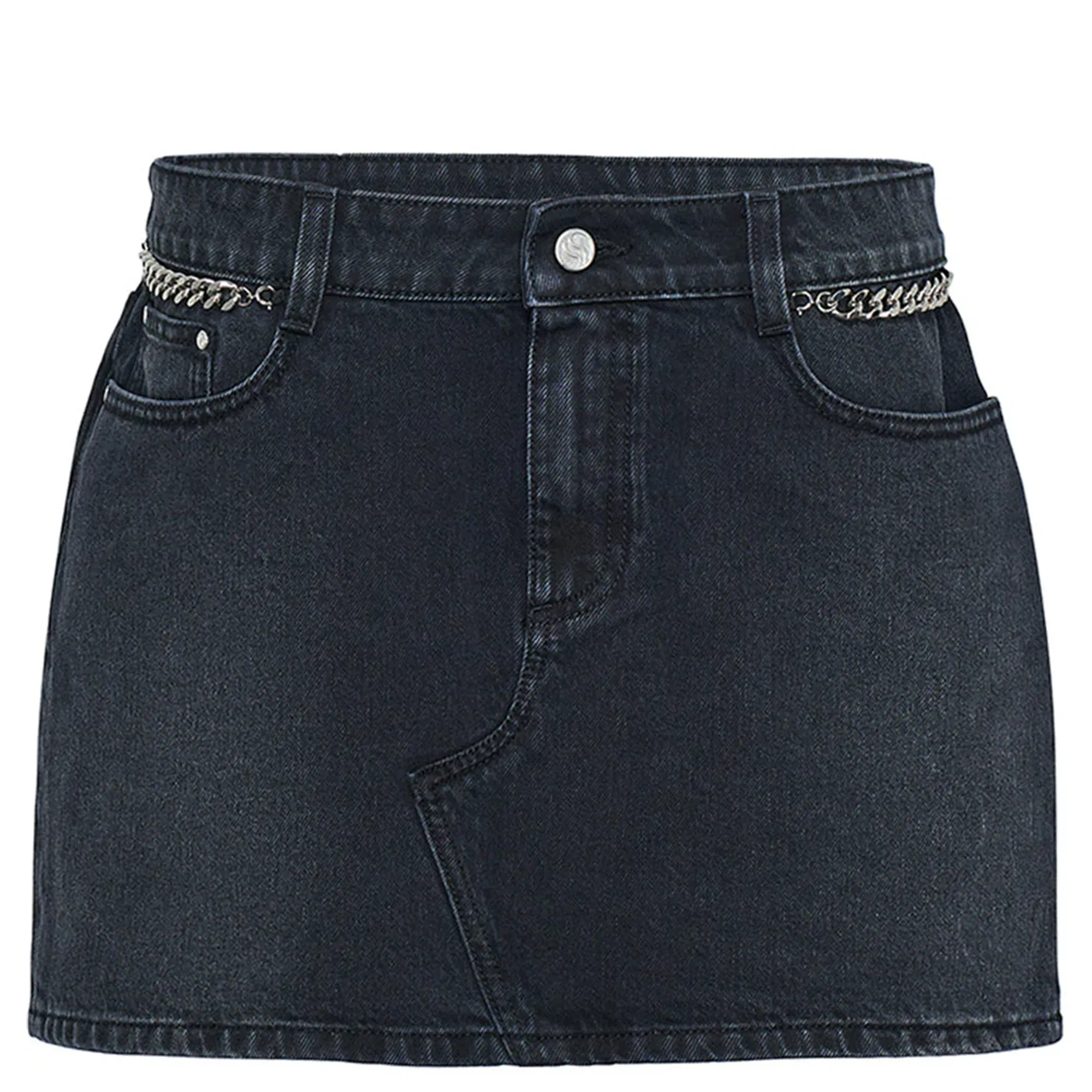 Falabella Chain Black Denim Mini Skirt