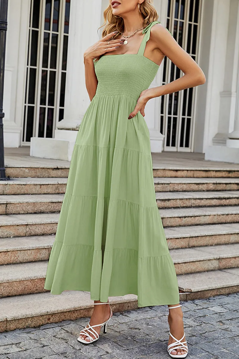 Fashion Street Dot Patchwork Spaghetti Strap Printed Dresses