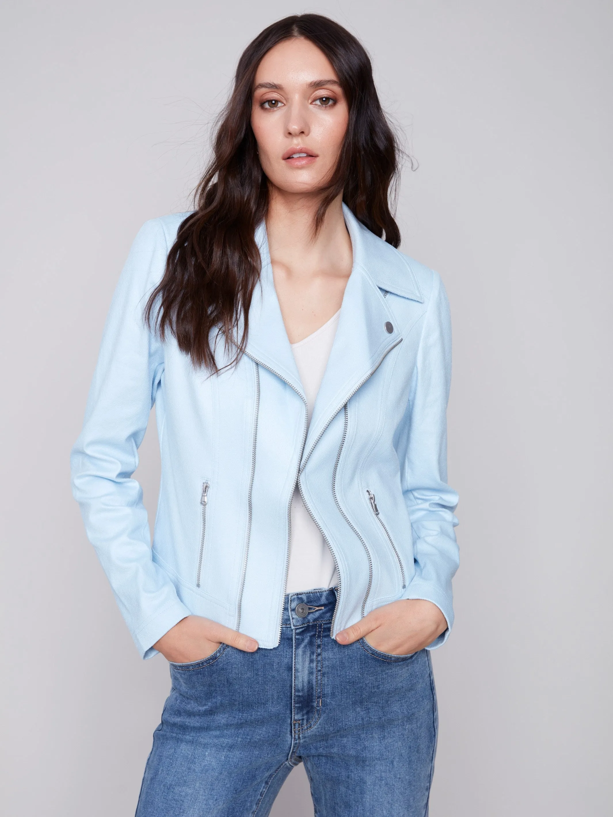 Faux Croc Leather Jacket