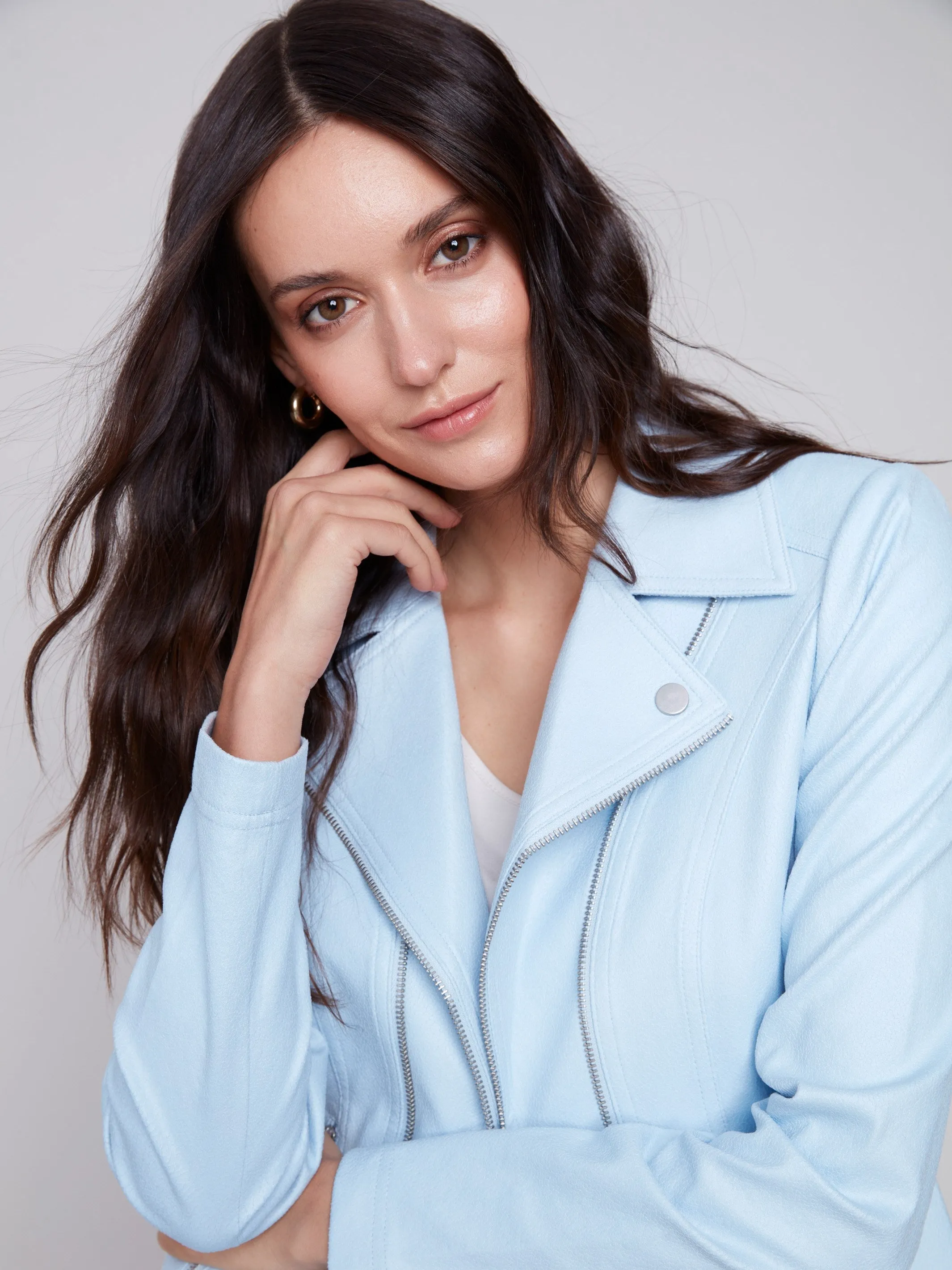 Faux Croc Leather Jacket