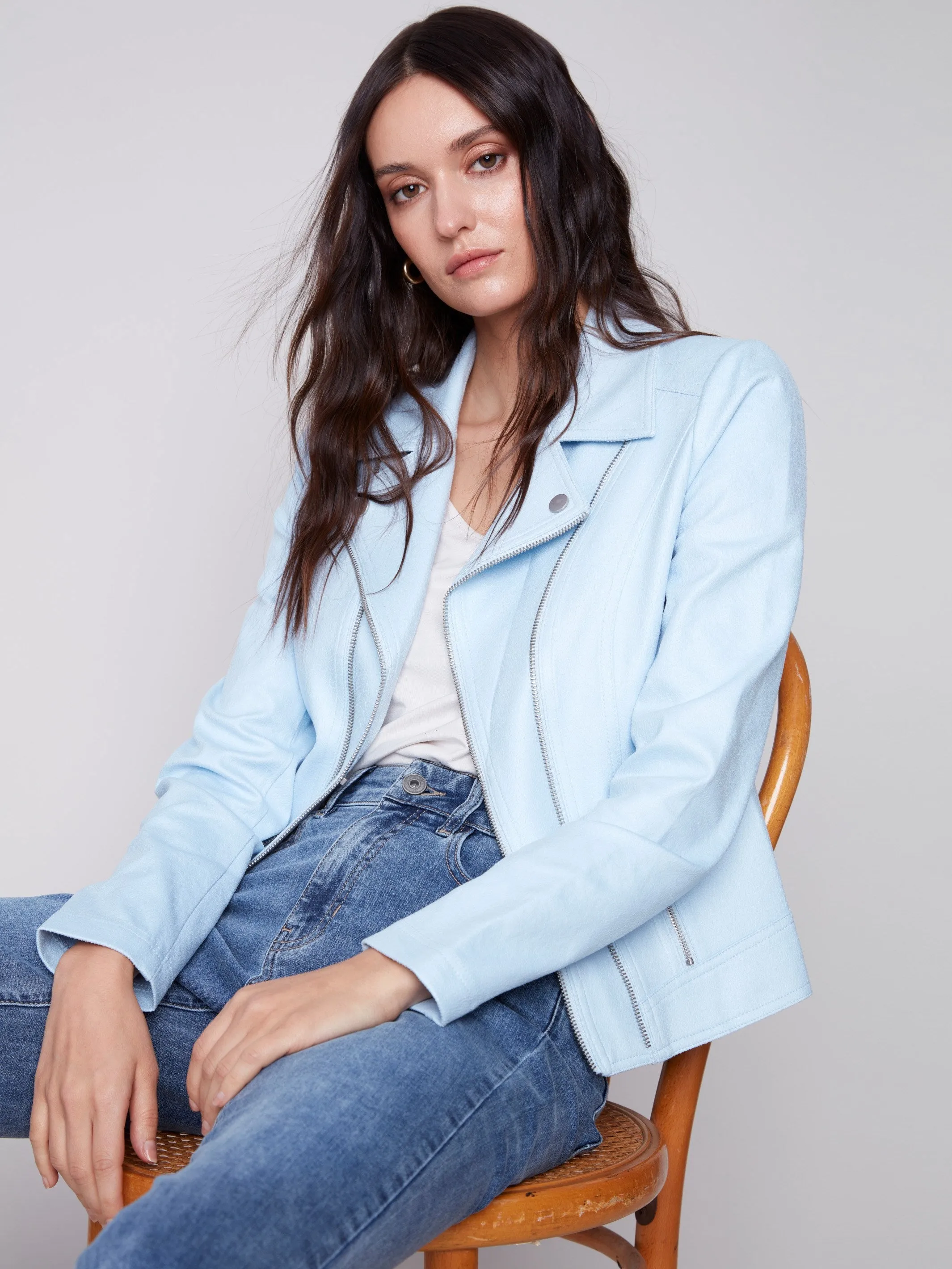 Faux Croc Leather Jacket
