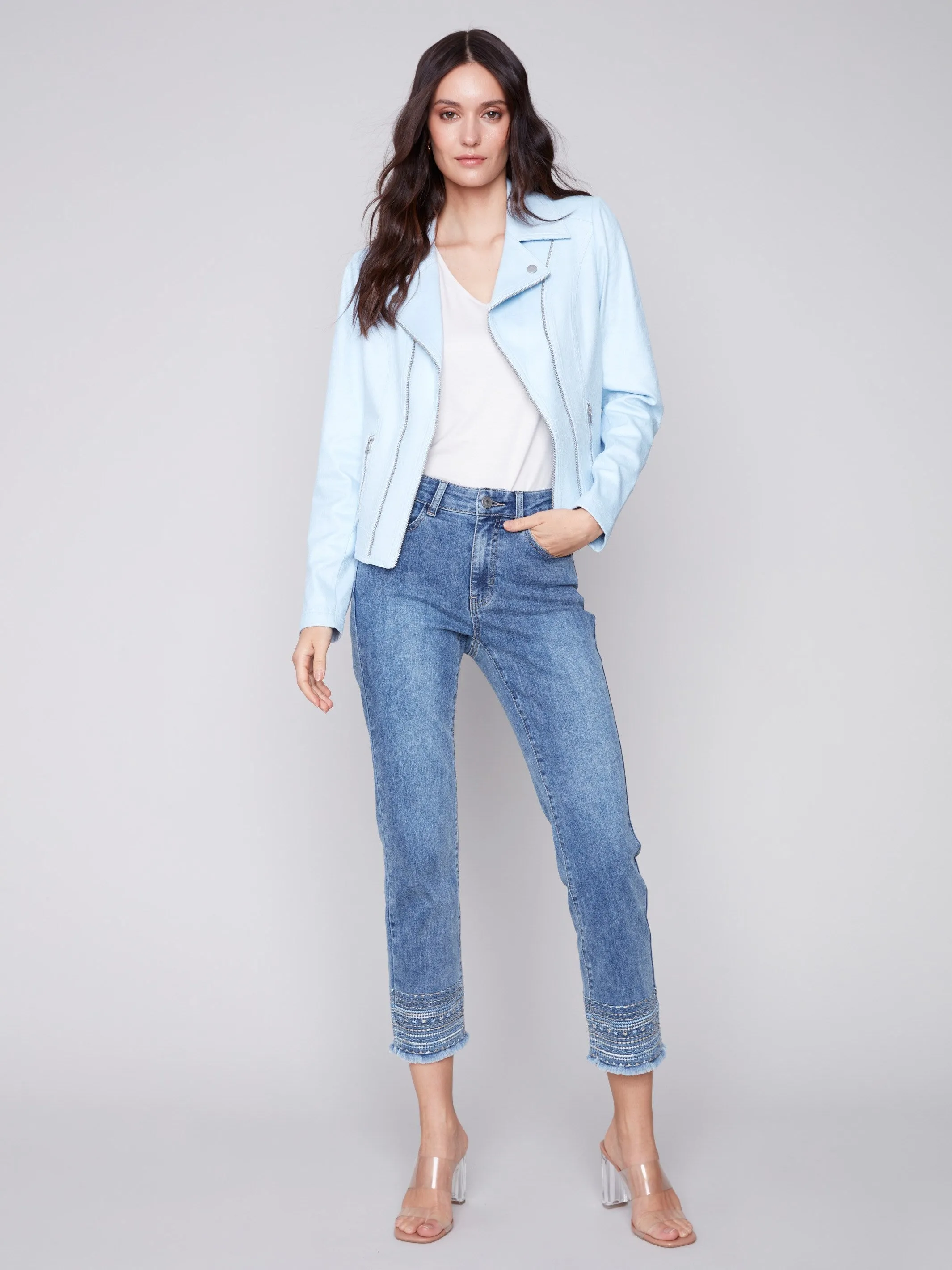 Faux Croc Leather Jacket