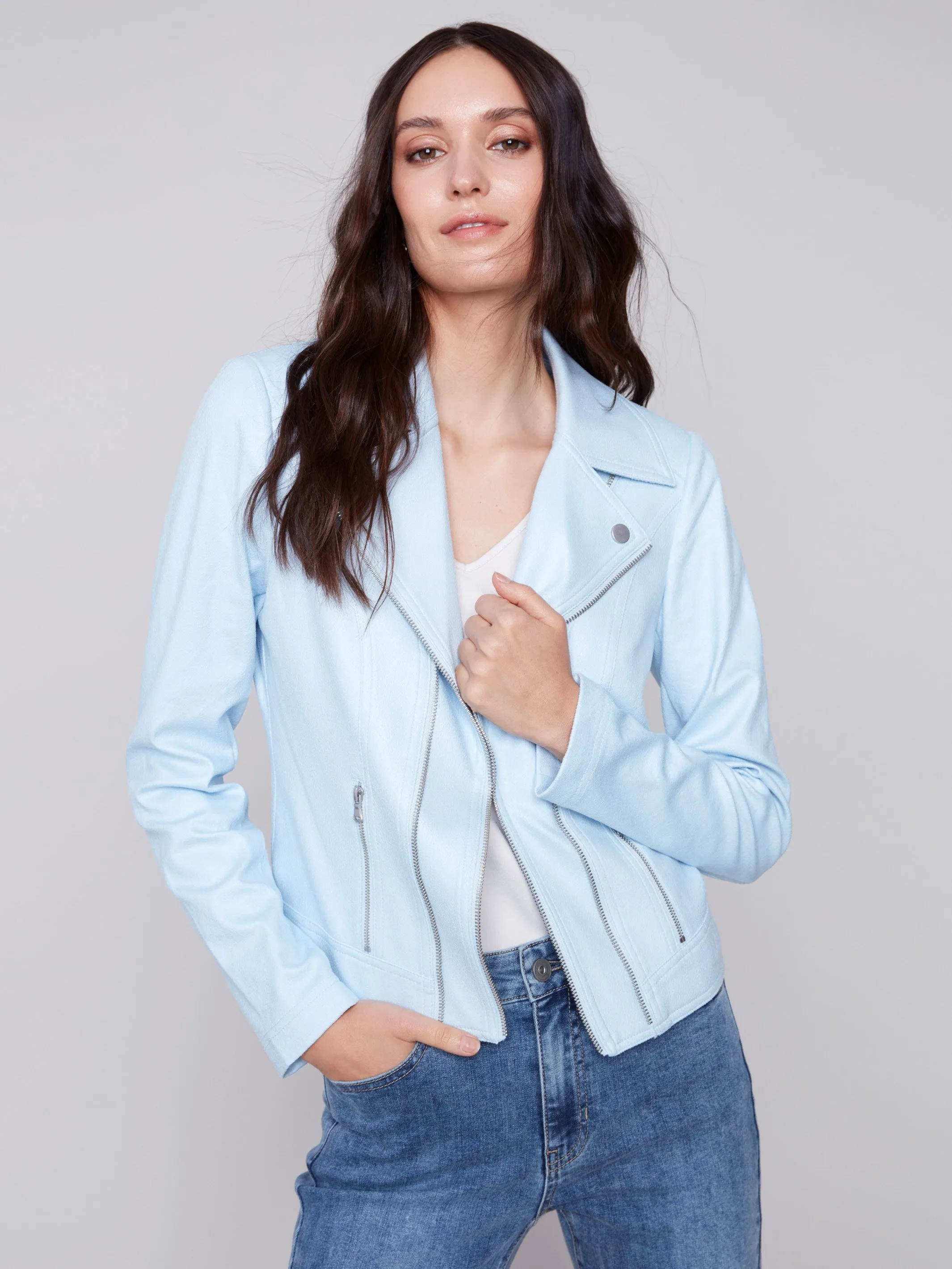 Faux Croc Leather Jacket
