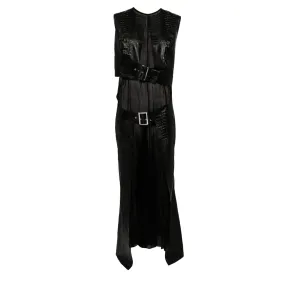 Faux Leather Cupra Georgette Dress