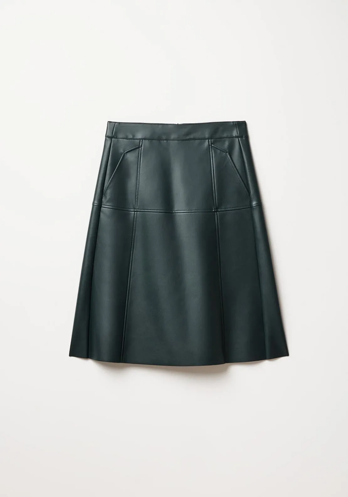 Faux leather knee-length skirt - Green