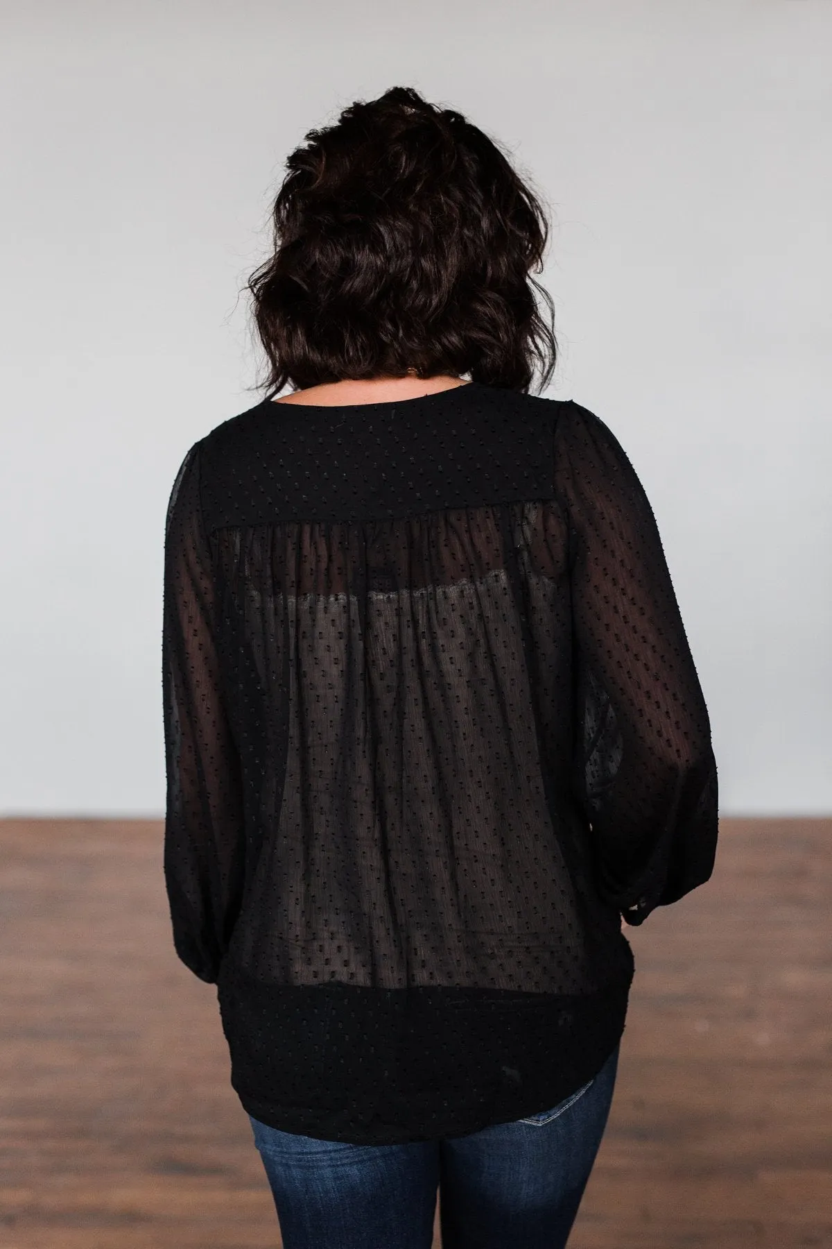 Get Together V-Neck Tie Blouse- Black